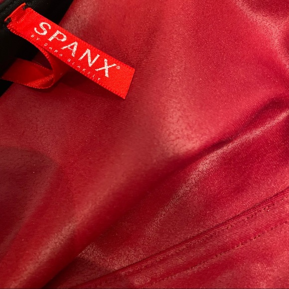 Spanx Faux Leather Leggings in Color Crimson - Picture 4 of 7
